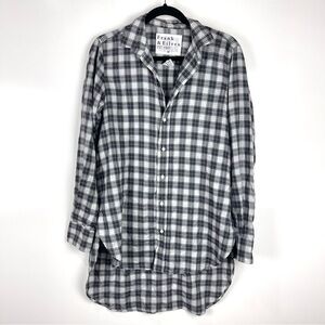 Frank & Eileen Grayson Plaid Button Down Shirt Oversized High Low Womens Medium